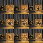 Оптовая продажа 72 Стиля Деревянный Ночной светильник в форме животного Luminaria 3D светильник с питанием от USB Настольный светильник Рождественский подарок Прямая поставка