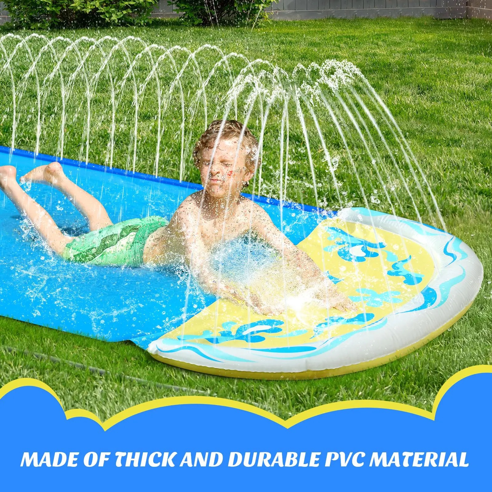 

Clispeed 100 x 480 CM Slide Water Slide with Sprinklers Racing Lane Outdoor Summer Water Toy for Backyard Garden Lawn Children