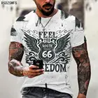 Футболка 66 US Highway 3D, Летний Новый Стиль, впитывающий пот и дышащий топ с короткими рукавами, футболка с круглым вырезом, мужские рубашки большого размера