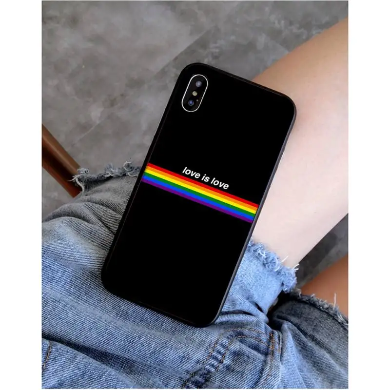 Motirunner LGBTQ Rainbow love is черный мягкий чехол из ТПУ для iphone 11 Pro Max X XS MAX 6 6s 7 8 plus 5 5S 5SE XR SE2020