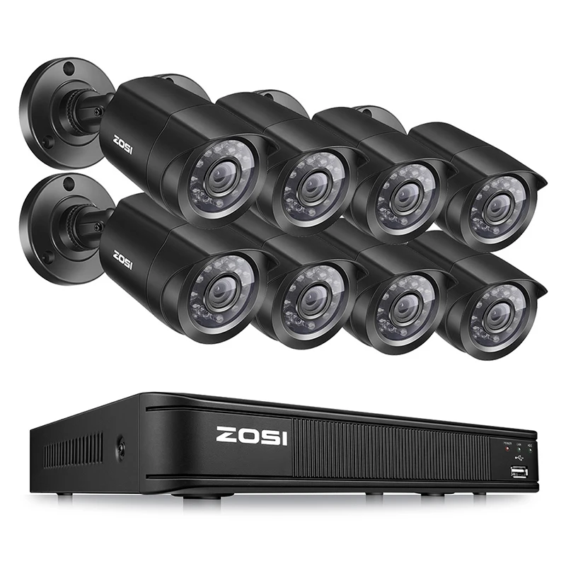 Black ZOSI 720P 8-канальный сетевой видеорегистратор 4-в-1 CVBS AHD CVI TVI CCTV Системы DVR 1MP массивная пуля, открытая видео ночного видения Системы видеонаблюдения DVR комплект HDD - Цвет: Black