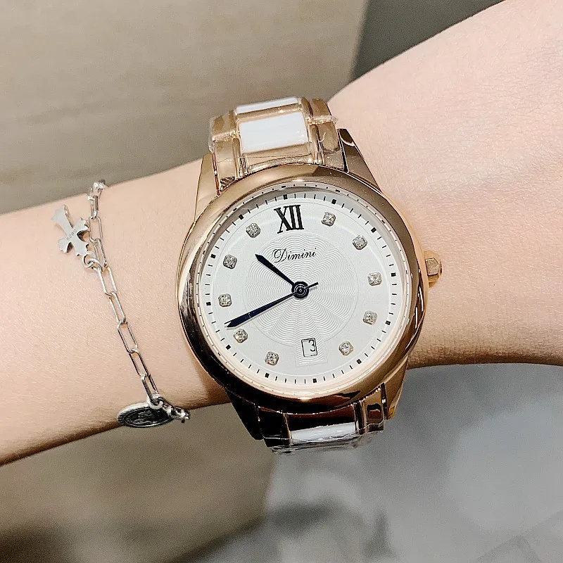 Fashion Ladies Watch Luxury Ceramic Rose Gold Women Watches Diamond Female Quartz Wristwatches Relogio Feminino Zegarek Damski