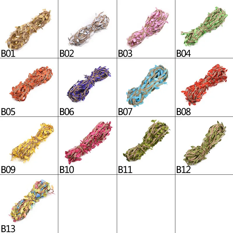 

2/5/10m Artificial Green Leaf Weaving Hemp Rope Fake Leaf Rattan Garland DIY Gifts Bouquet Packaging Supplies Wedding Home Decor