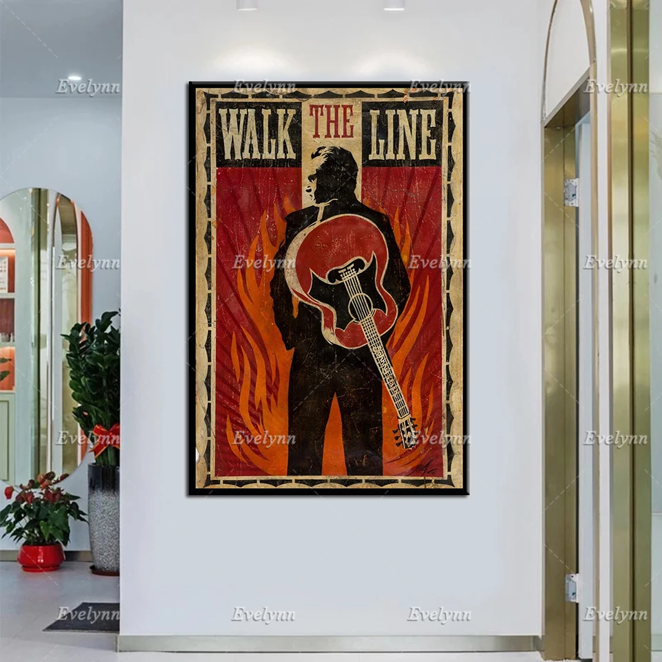 

Pop Art,'Walk The Line',Nordic Retro Posters Minimalism Canvas Painting Wall Art Prints Home Decor Canvas Unique Gift