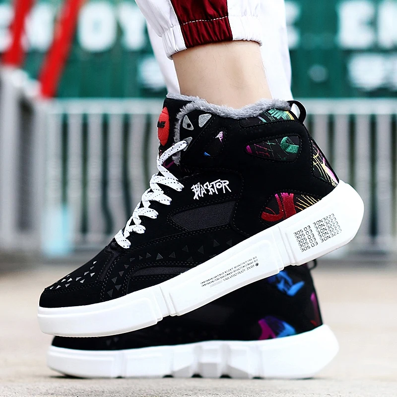 COOLVFATBO Winter Men's Shoes Women High-Top Outdoor Keep Warm Flat-Slip Anti-Cold Wear-Resistant Casual Sneakers |