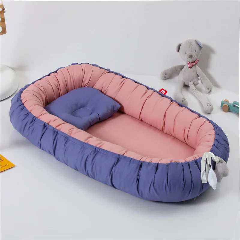Baby Bed Portable Crib for Travel Infant Cotton Cradle Baby Crib Comfortable Bedding Newborn Size 80x50cm YHM059