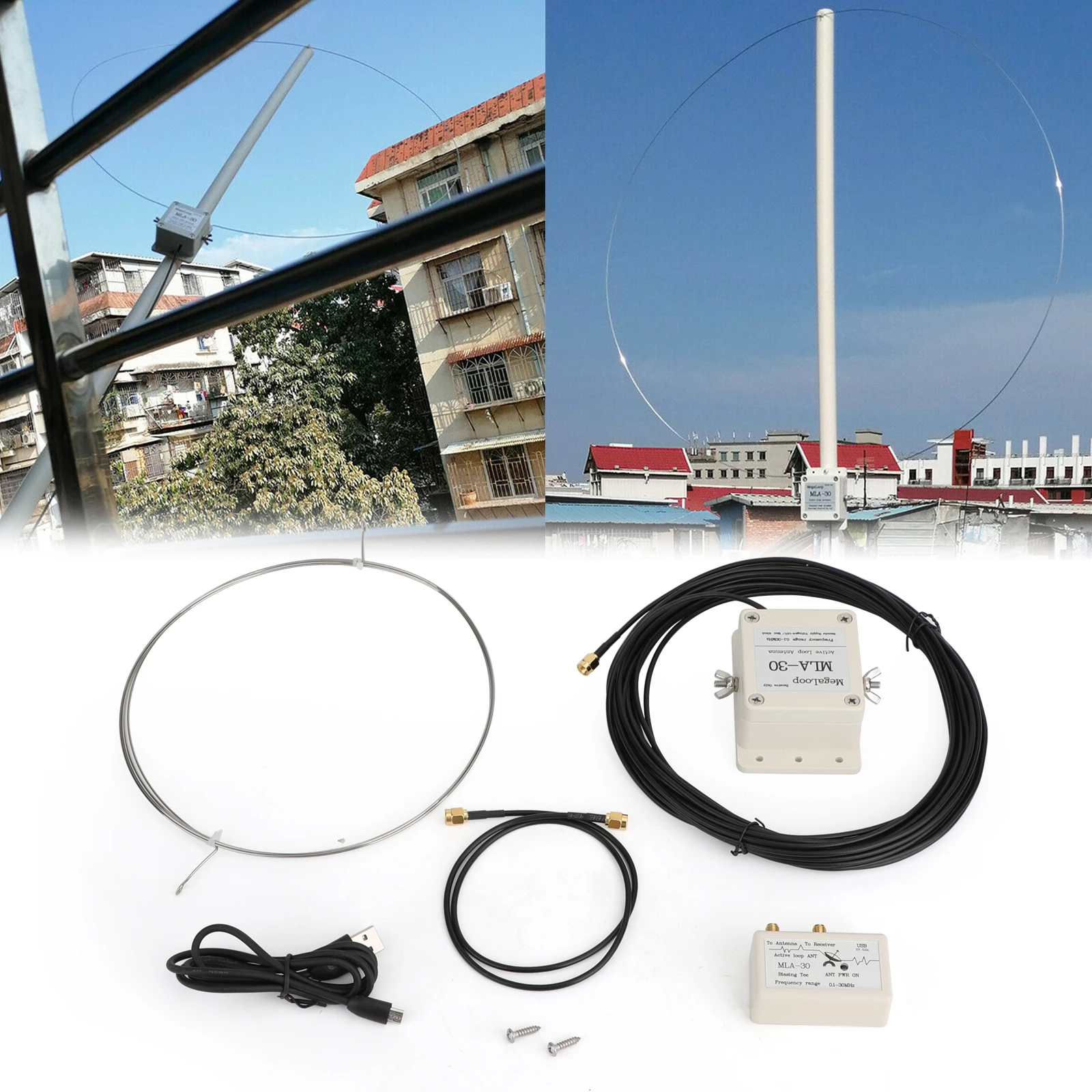 

Artudatech High Gain Low Noise MLA-30 Active Receiving Balcony Erection Antenna 100kHz - 30MHz