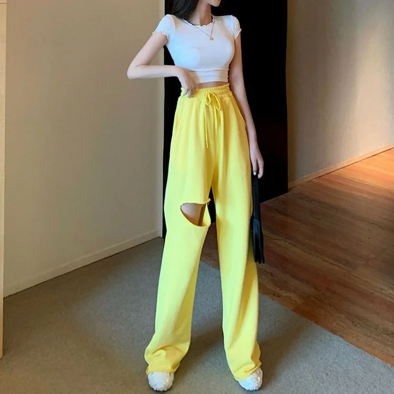 

Women Pants High Waist Joggers Pants Leisure Trousers Spring Summer Korean Style Sweat Pants Causal Streetwear