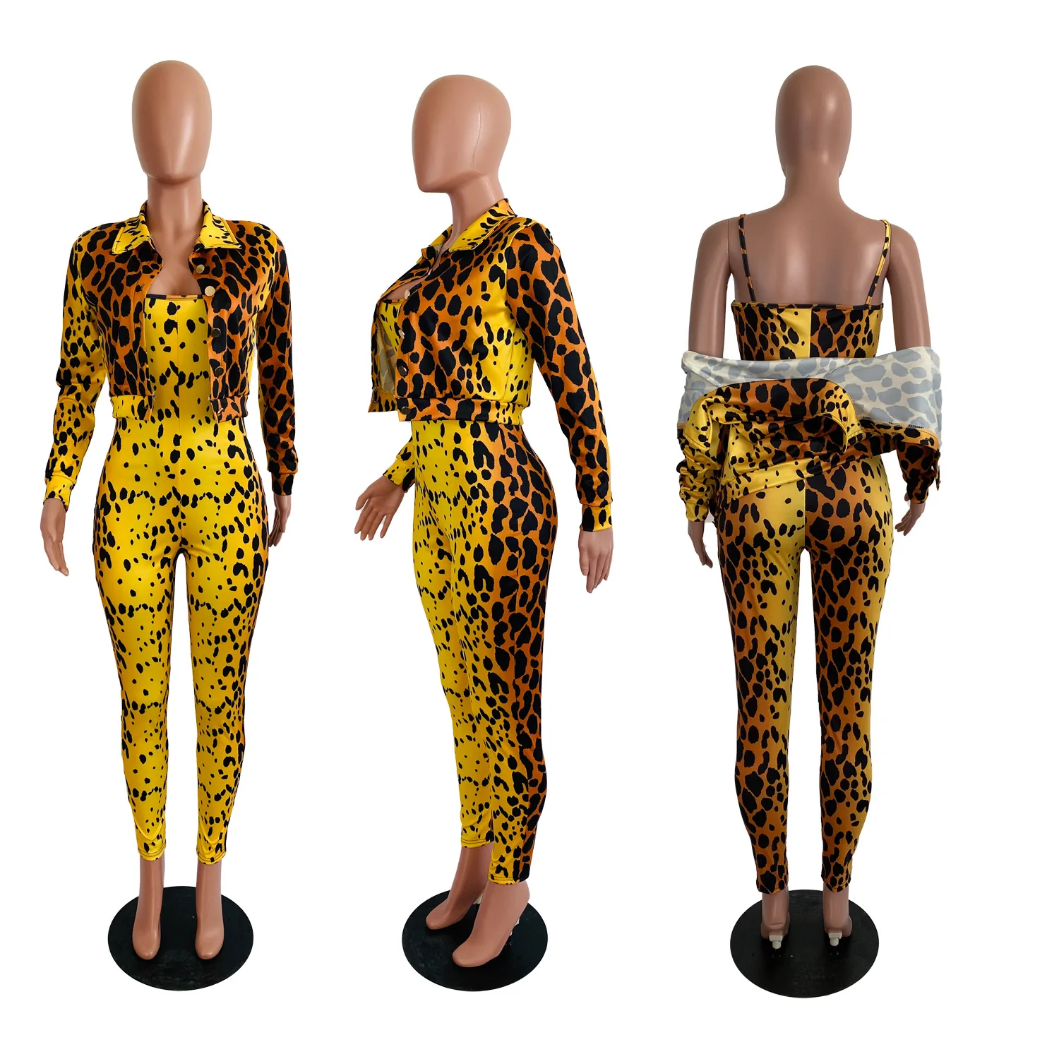

ANJAMANOR Yellow Snake Skin Print Women Two Piece Pant Set Sexy Club Outfits Kyliejenner Jacket Bodycon Jumpsuit D91-AG77