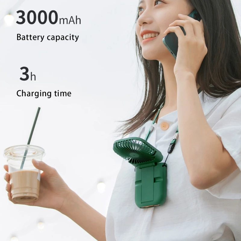 

Quiet Personal Fan, Portable Hands Free Neck Fan,Adjustable USB Rechargeable Small Fan 3000mAh Power Bank Personal Neck
