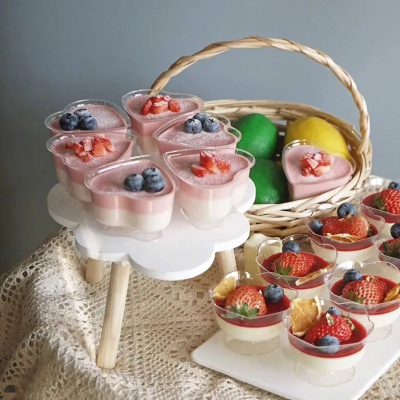 30 шт мусс десерт сердце-чашки различной формы с крышкой пластиковая чашка для