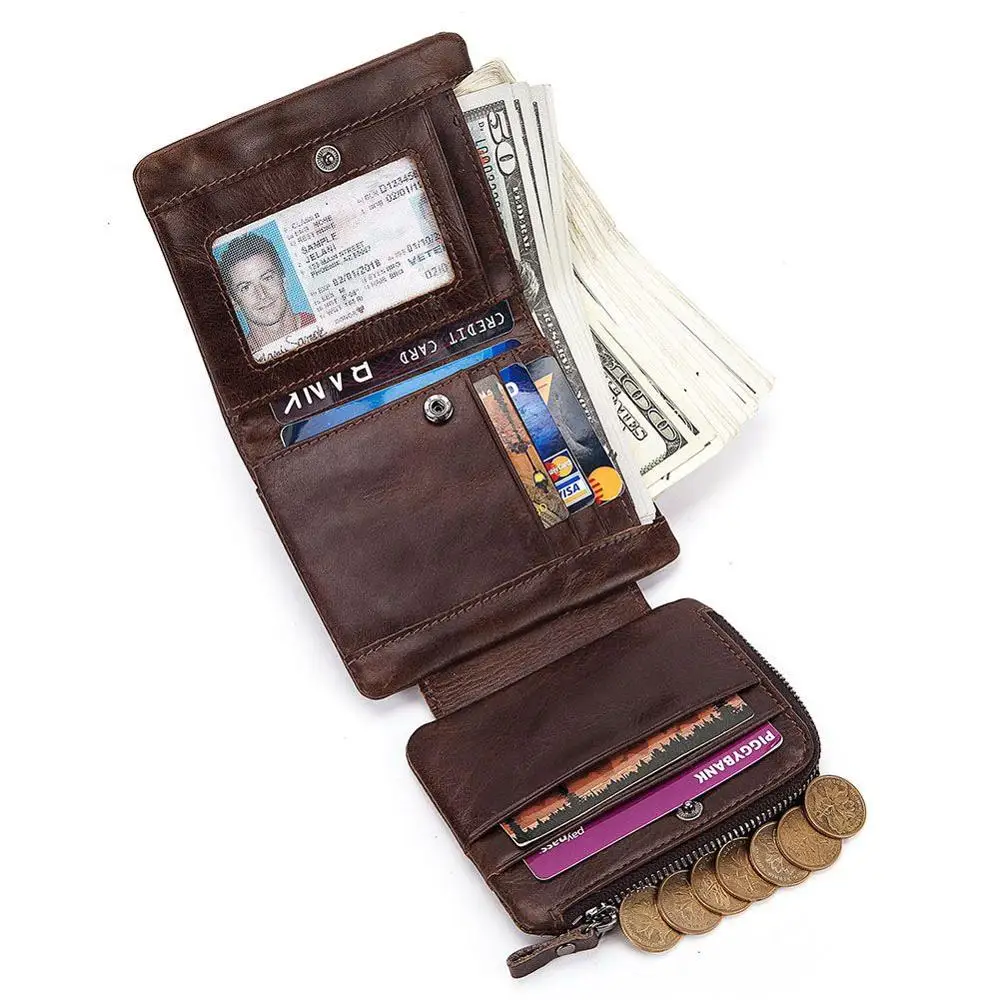 Кошелек тройного сложения из 100% натуральной кожи с бесплатной гравировкой