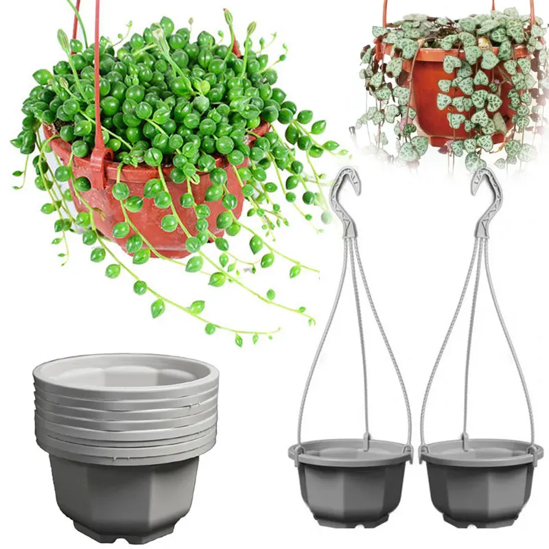 

Plastic Basket Hanging Planter Garden Flower Plant Pots for Indoor Outdoor Plants Succulent Hanging Planter Baskets with Hook