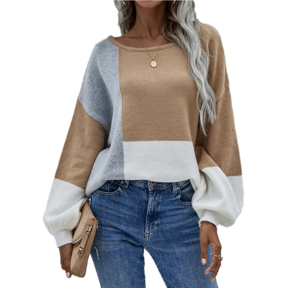 

Женский вязаный пуловер в клетку, с длинным рукавом