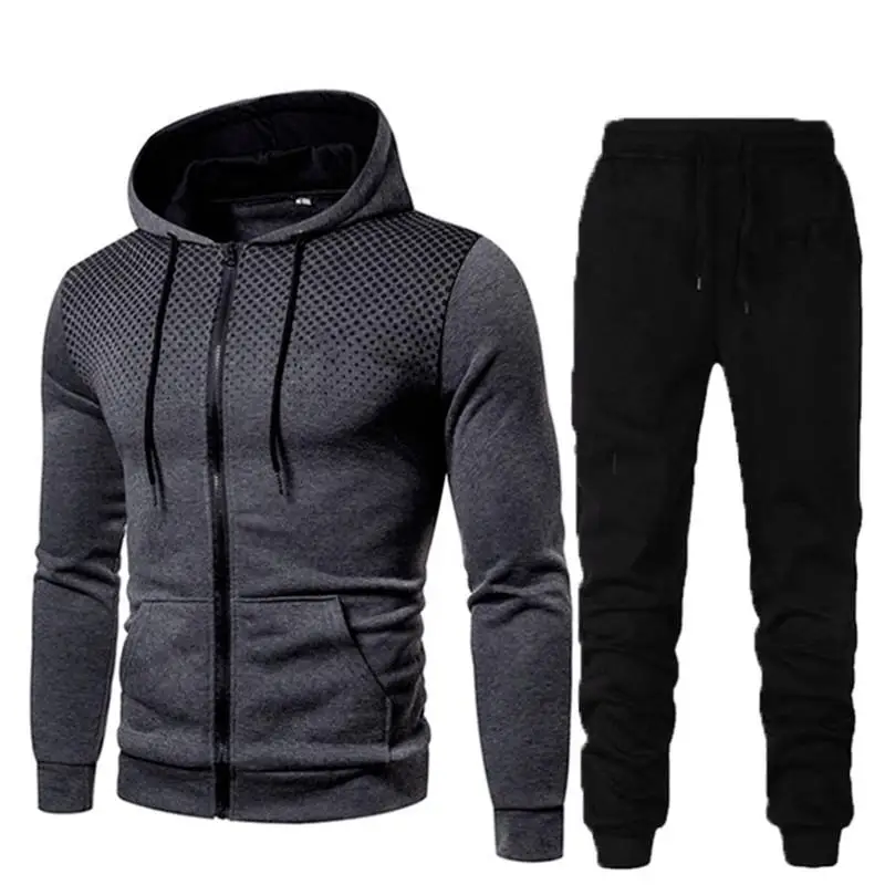 

The New Men's Clothing Men Sets Hoodie Set Fleece Zipper Sweatshirt Casual Sport Sweatpants Mens Tracksuits