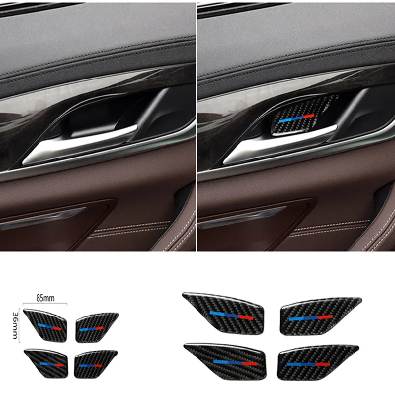 

For BMW 5 Series G30 G38 528i 530i 2018 Carbon Fiber Decal Car Door Inside Handle Bowl Cover Car Sticker Auto Interior Styling