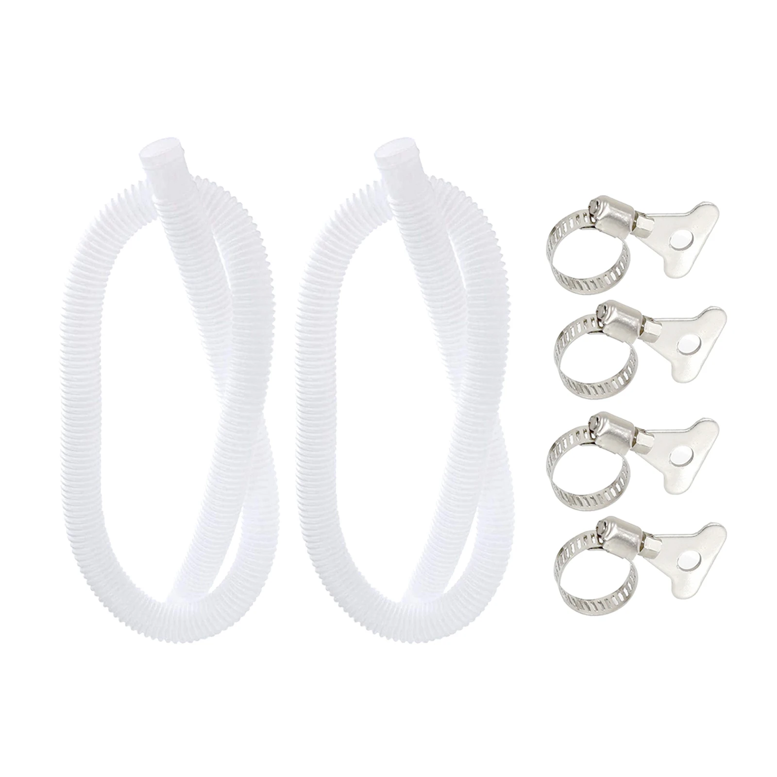 

2x Swimming Pool Pump Hose 1.25" Diameter 59" Long with 4 Clamps Accessory