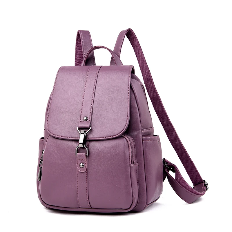 Классический женский рюкзак, высококачественный Молодежный кожаный рюкзак для девочек-подростков, женская школьная сумка, рюкзак mochila Sac A Dos Femme - Цвет: Purple