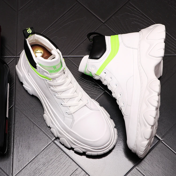 

Autumn Leather Men's Platform Shoes Luxury Punk Sneakers Hip Hop High Tops Loafers Flats Ankle Boots