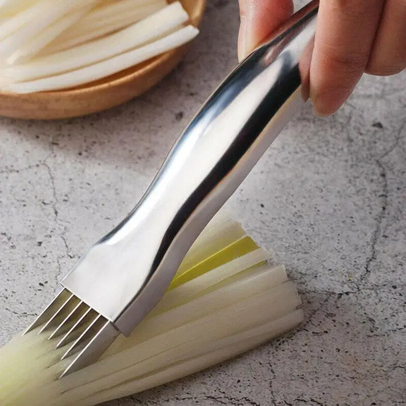 

Silver Steel Onion Knife Cutter Spring Onions Tool For Kitchens Chopped Onion Shredded Accessories