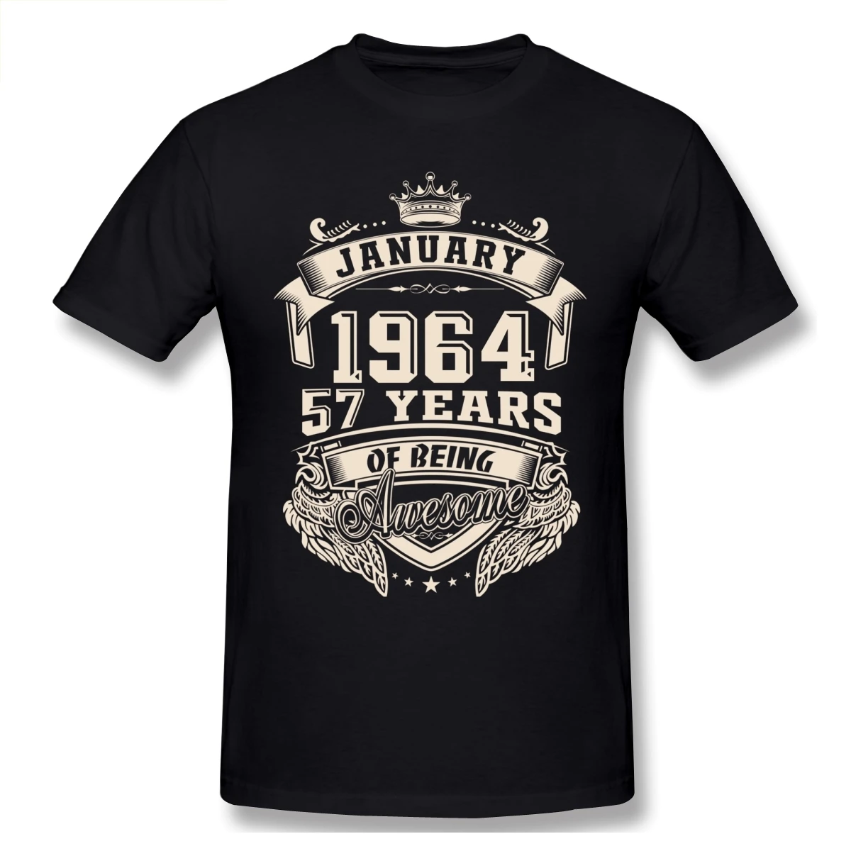 

Custom Logo Born In January 1964 57 Years Of Being Awesome T Shirt Oversize Cotton Crewneck Short Sleeve T Shirts For Men