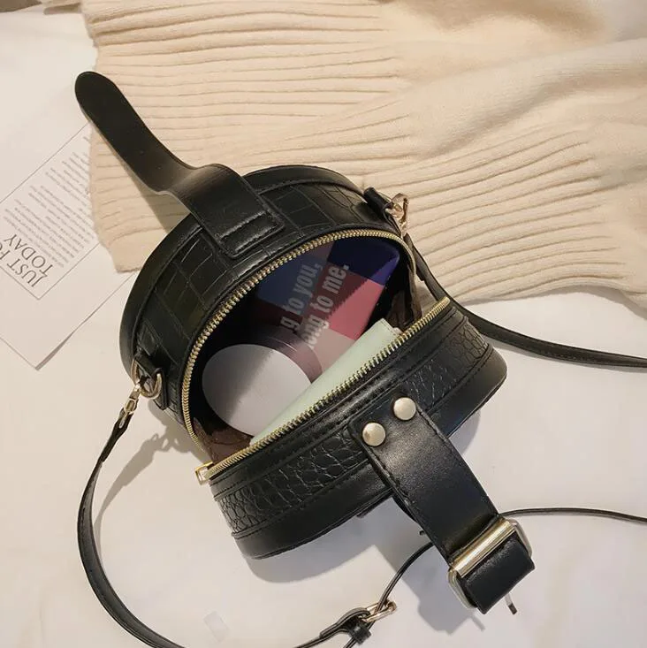 Круглые Женские сумки через плечо из искусственной кожи 2019 модные женские