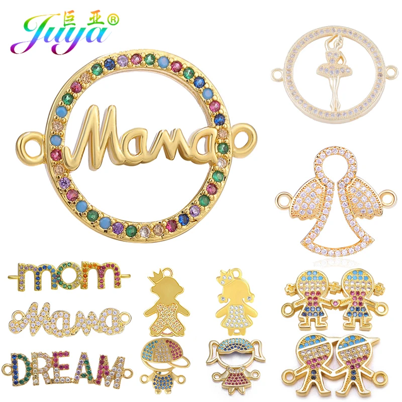 

Juya DIY Needlework Jewelry Accessories DREAM MAMA MOM Letters Boy Girl Figures Charm Connectors For Bracelets Earrings Making