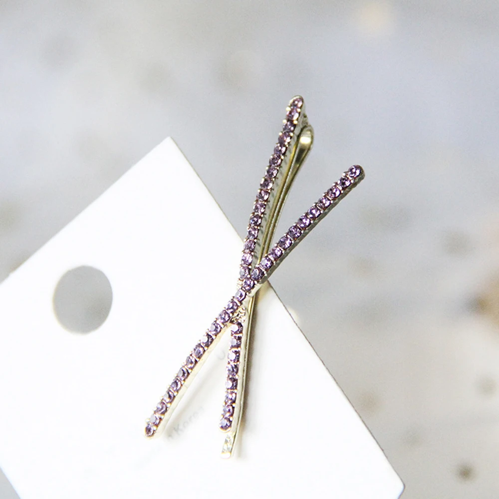 5 цветов НОВЫЕ геометрические треугольные блестящие шпильки со стразами заколки