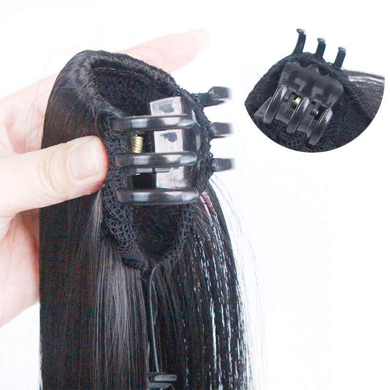 Длинные черные волосы 60 см с зажимами для конского хвоста украшение волос в