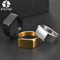punk men ring square 316l stainless steel jewelry customize rings black gold silver color waterproof jewelry accessories gifts