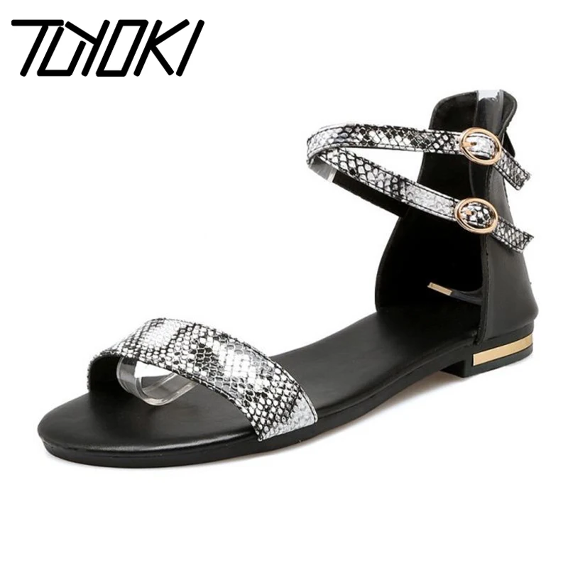 Сандалии женские из натуральной кожи со змеиным принтом на молнии Размеры 33-43 |