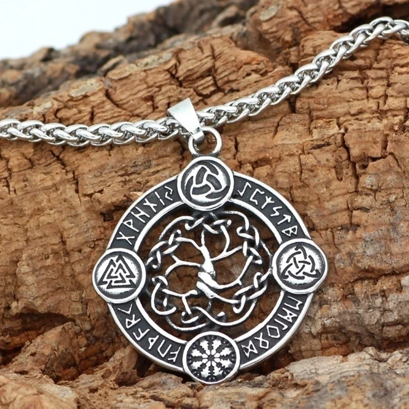 

Nordic Viking Odin Rune Amulet Celtic Tree of Life Men's Necklace Pendant Retro Nordic Viking Mythical Jewelry Necklace Pendant