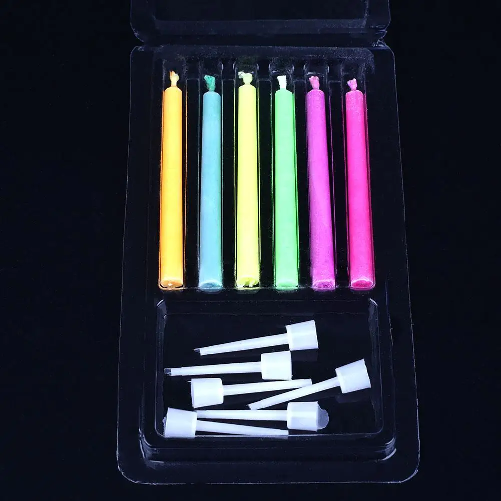 Colored Candle for Happy Birthday Flames Safe Candles Colorful Party Decorations Cake 6Pcs Festivals W/Holders Wedding Dessert
