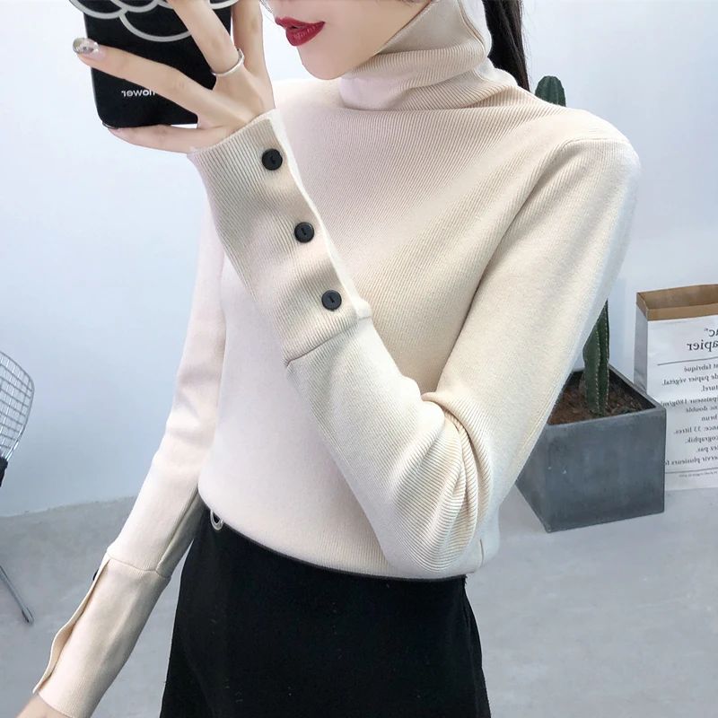 

Women's Bottoming Shirt For Fall/winter New Style High-neck Slim Fashion Long-sleeved Inner Knit Sweater Top warm Pullover A67