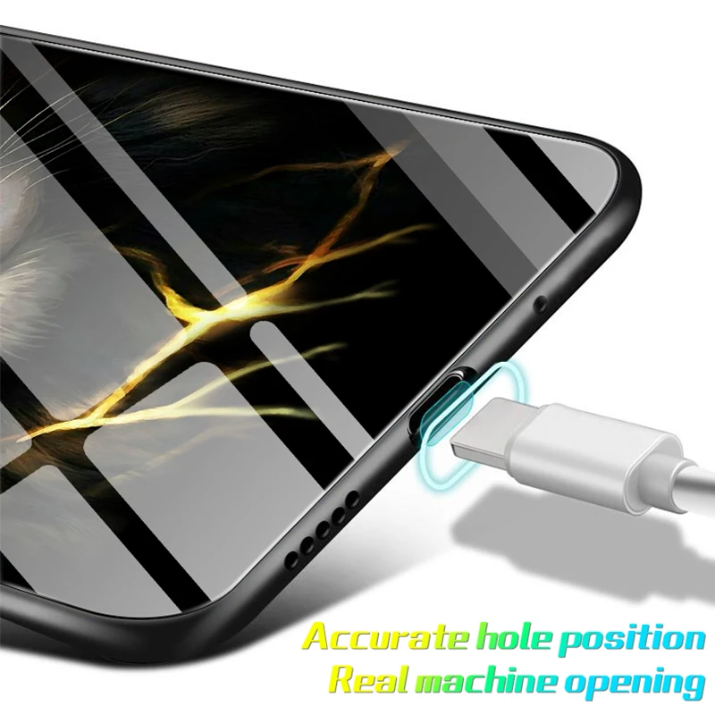 Lion Phoenix Wolf Tiger Luminous Glass Case For Huawei P40 P30 P20 Mate Honor 30 20 10 9 8 X Pro Lite Luxury Phone Cover Coque