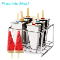 6 cups diy ice cream mold stainless steel popsicle mold with tray holder 50pcs wooden stick ice cream mould for home use