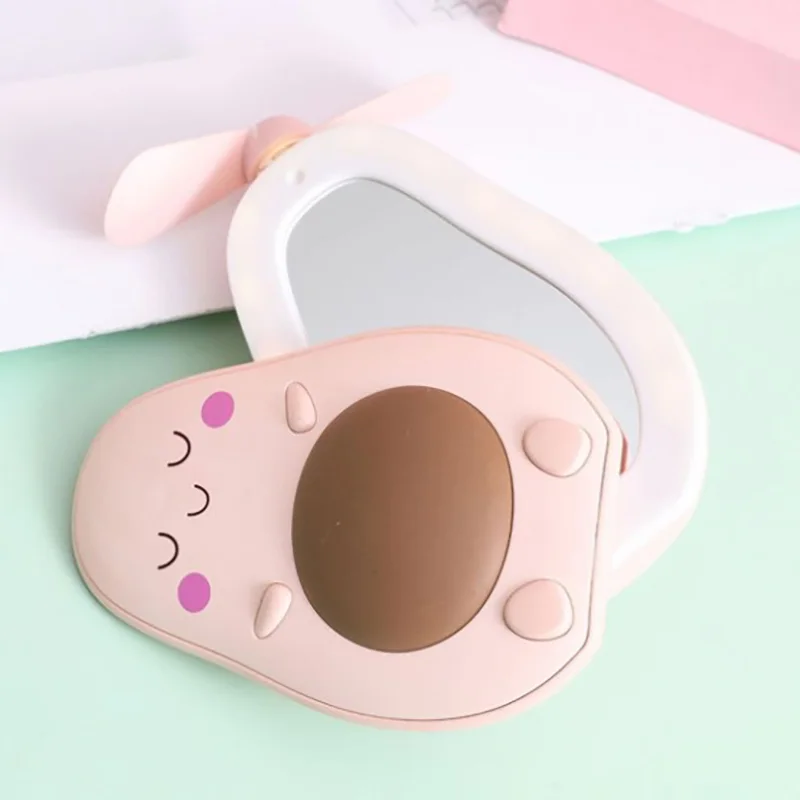

Mini Multifunctional LED Makeup Mirror Fan Cute Avocado Shaped Practical Portable USBCharging Handheld Fan