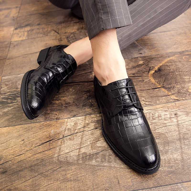 

Men Dress Shoes Spring Autumn Male Leather Flats outdoor Business Casual Mans Footwear Round Toe Lace Up oxfords wedding Shoes