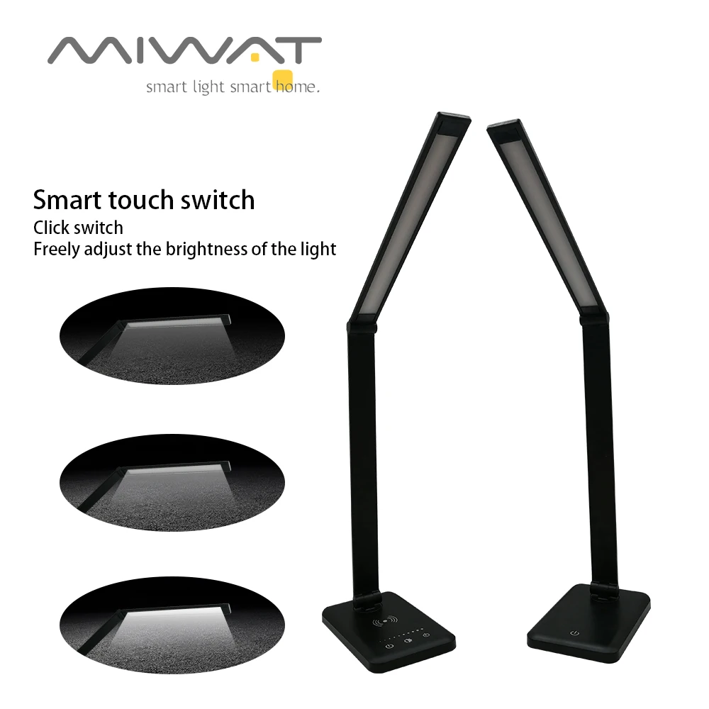 Светодиодный настольный светильник QI Беспроводная зарядка регулируемая