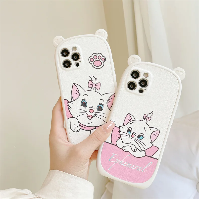 

Новые чехлы для телефонов Disney с изображением кота Мари для iPhone 11 12 13 Pro Max xr xs max 7 8 Plus, защитный чехол с милыми кошачьими ушками