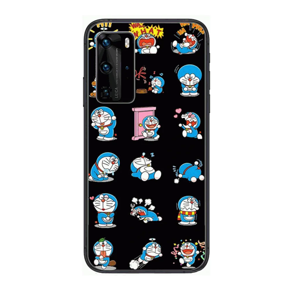 

Doraemon Exquisite HD Phone Case For Huawei P 40 30 20 10 Lite Smart Z Pro Black Etui Coque Painting Hoesjes comic fashion