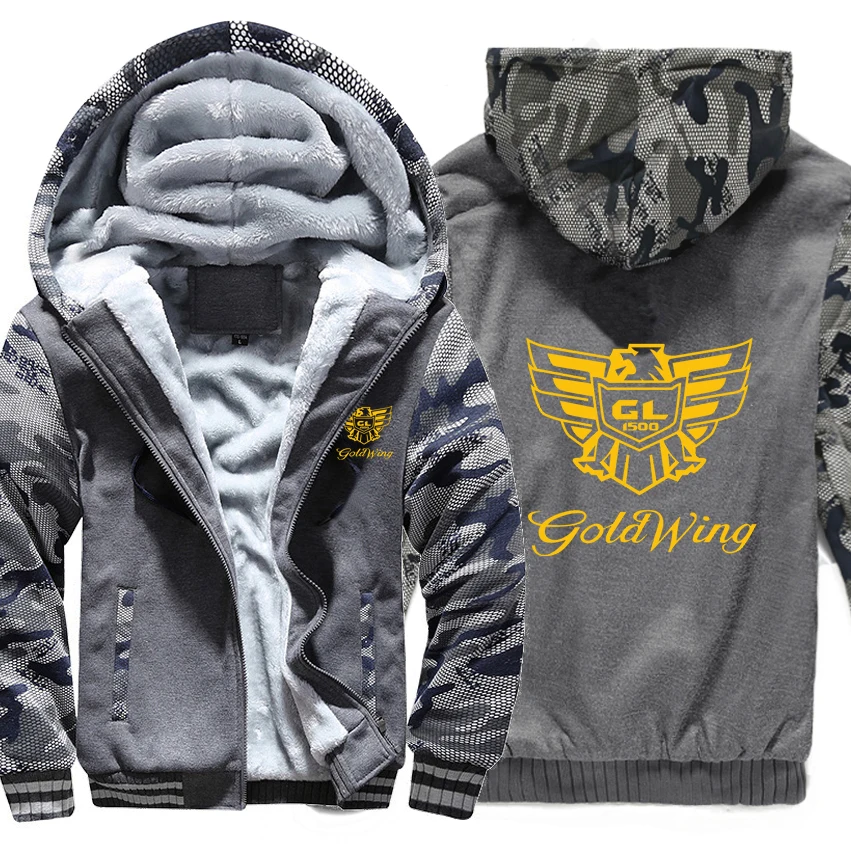 

Goldwing GL1500 Hoodies Winter Camouflage Sleeve Jacket Men Fleece Goldwing Sweatshirts