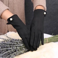 womens gloves winter touch screen plus velvet warm suede leather mittens bicycle driving thickening cold winter warm gloves e44