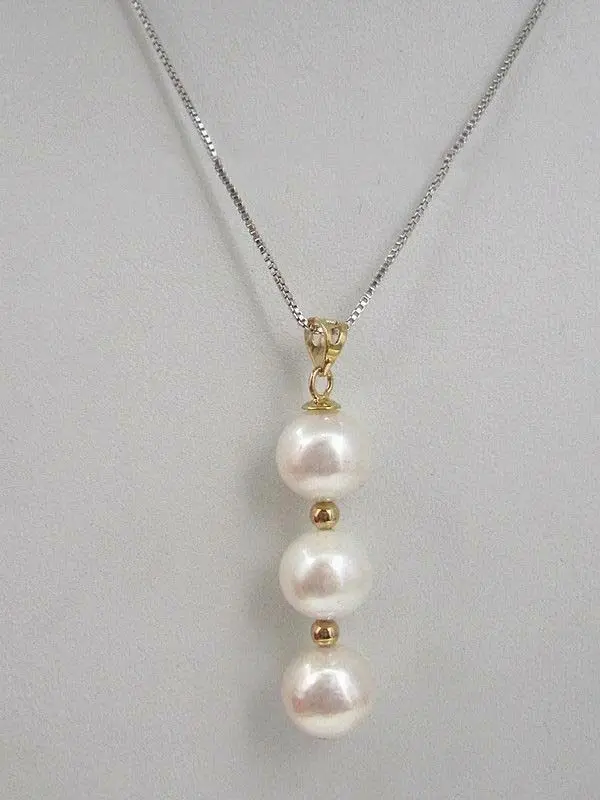 

AAA round 8-7.5 mm south sea natural White pearl pendant necklace