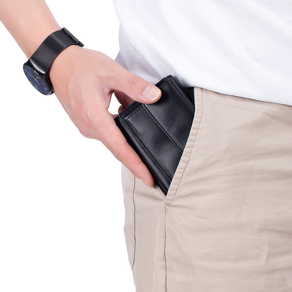 Для мужчин кошелек из натуральной кожи портмоне Короткие кредитной держатель