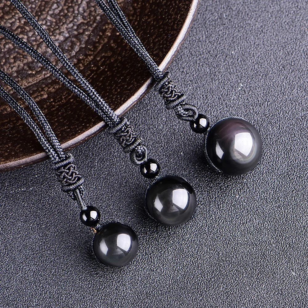 

Кулон из черного обсидиана, золотой, обсидиан, тигровый глаз, амулет на удачу, кристалл, подвеска, ожерелье, ювелирные изделия