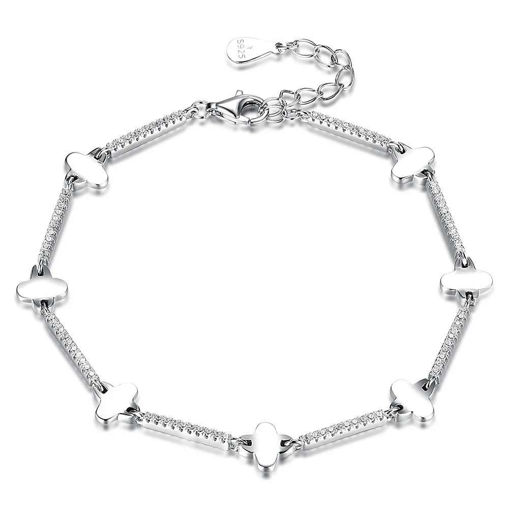

ZEMIOR 925 стерлингового серебра браслет для женщин в виде блестящего цветка кубического циркония & круг Шарм Браслеты, подарок для женщины, рос...