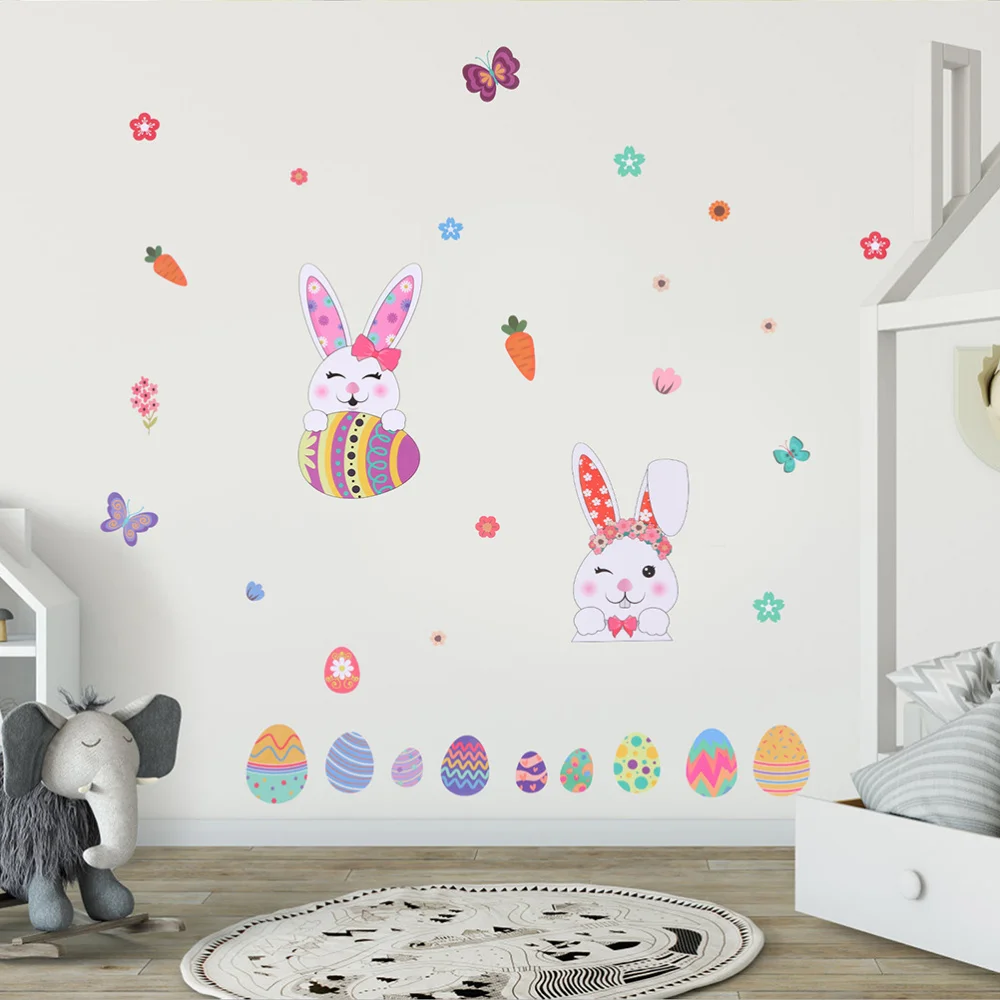

1 Set 9pcs PVC Stickers Window Clings Window Decals for Easter Decor (Colorful)