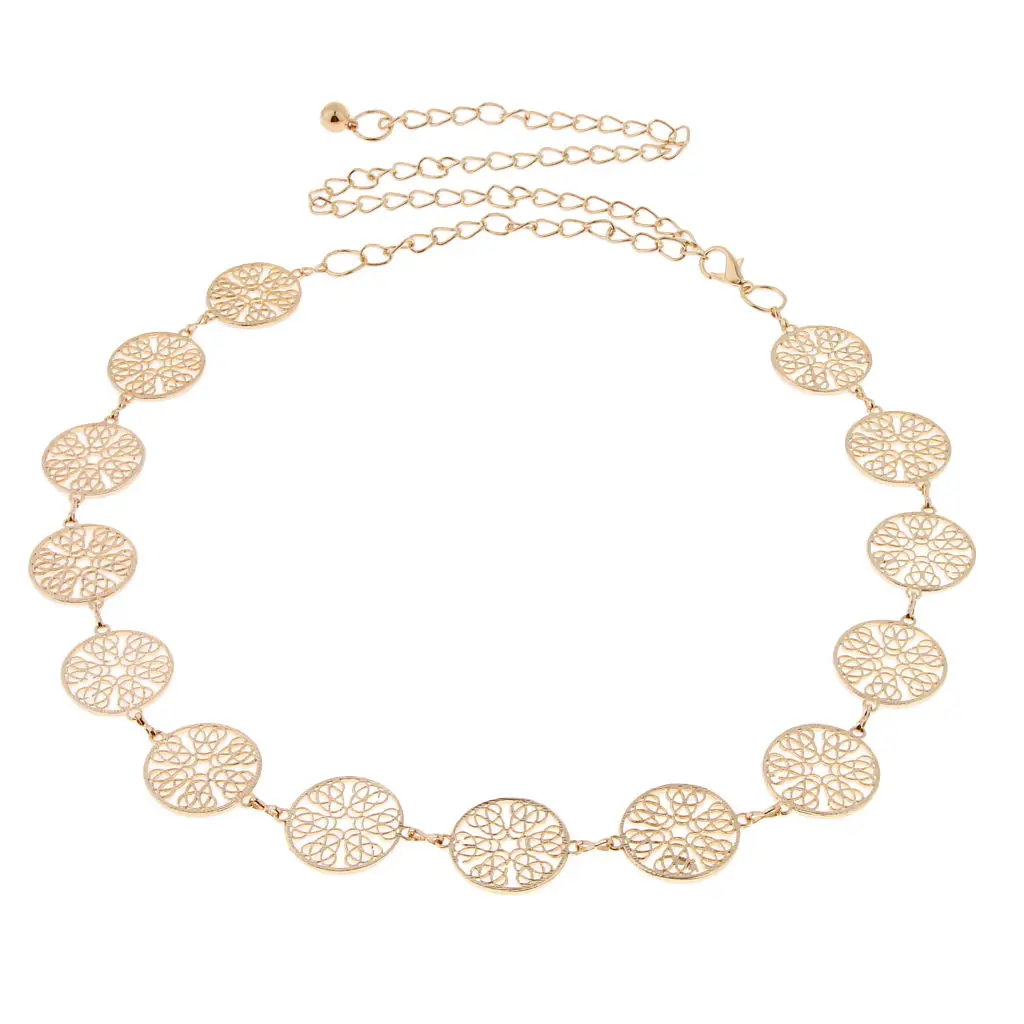 

Vintage Women Metal Golden Coins Circle Waist Chain Belly Dress Belt Wedding