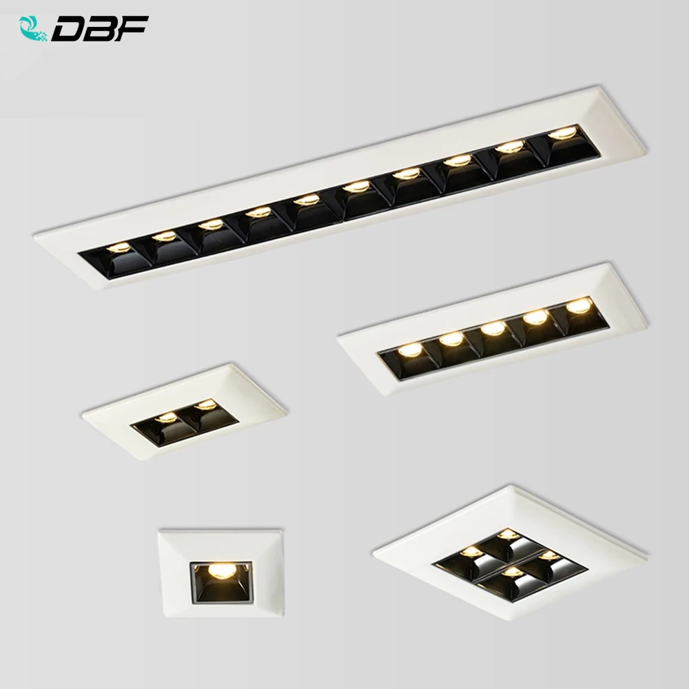 

[DBF] Однорядный длинный квадратный светодиодный COB встраиваемый светильник с регулируемой яркостью 2 Вт 4 Вт 10 Вт 20 Вт светодиодный потолочны...